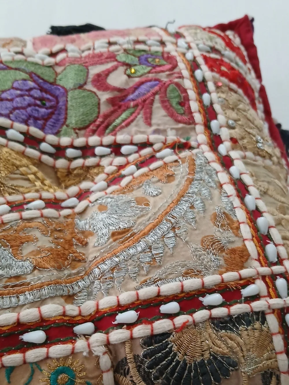 Beautiful Embroidered Patchwork Pillow